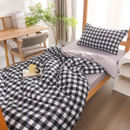 91家纺网 家纺一手货源 找家纺 （总）2025新款无印风印花水洗棉学生宿舍三件套六件套组合套装