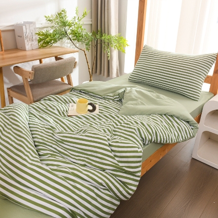 91家纺网 家纺一手货源 找家纺 （总）2025新款无印风印花水洗棉学生宿舍三件套六件套组合套装