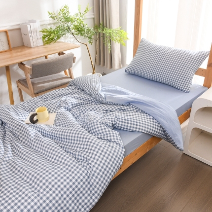 91家纺网 家纺一手货源 找家纺 （总）2025新款无印风印花水洗棉学生宿舍三件套六件套组合套装