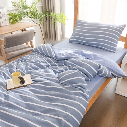 （总）2025新款无印风印花水洗棉学生宿舍三件套六件套组合套装