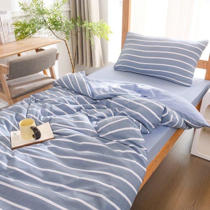 91家纺网 家纺一手货源 找家纺 （总）2025新款无印风印花水洗棉学生宿舍三件套六件套组合套装