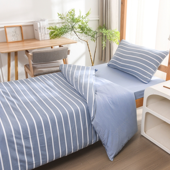 91家纺网 家纺一手货源 找家纺 （总）2025新款无印风印花水洗棉学生宿舍三件套六件套组合套装