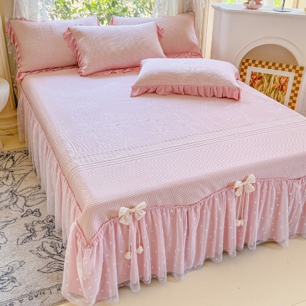 （总）【苏东来】2025高端法式韩版公主花边PE高分子复合软凉席床裙款三件套纯色蕾丝花边豆豆床裙床单床盖冰丝凉席子三件套件空调席