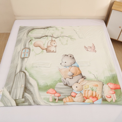 91家纺网 家纺一手货源 找家纺 麦吻儿童薄款a类空调被夏凉被宝宝防踢被神器拥抱被护肚睡袋 林间读书日记