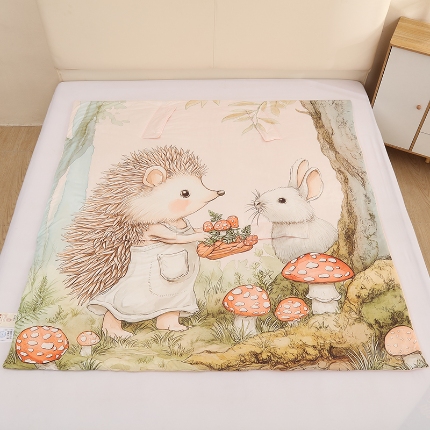 91家纺网 家纺一手货源 找家纺 麦吻儿童薄款a类空调被夏凉被宝宝防踢被神器拥抱被护肚睡袋 刺猬兔子