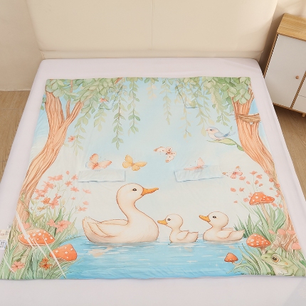 91家纺网 家纺一手货源 找家纺 麦吻儿童薄款a类空调被夏凉被宝宝防踢被神器拥抱被护肚睡袋 鸭鸭戏水