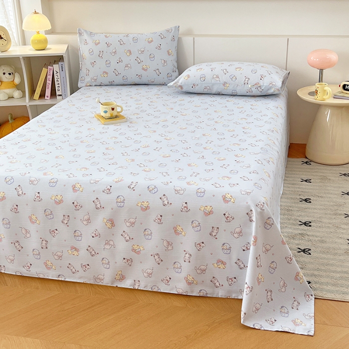 91家纺网 家纺一手货源 找家纺 （总）（有买家秀）2025夏季新款缎条原棉老粗布三件套加厚加密透气舒适粗布床单凉席