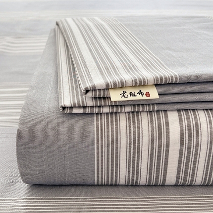 91家纺网 家纺一手货源 找家纺 （总）（有买家秀）2025新款缎条老粗布三件套特厚加密粗布凉席三件套吸汗透气床品套件