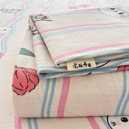 91家纺网 家纺一手货源 找家纺 （总）（有买家秀）2025新款缎条老粗布三件套特厚加密粗布凉席三件套吸汗透气床品套件