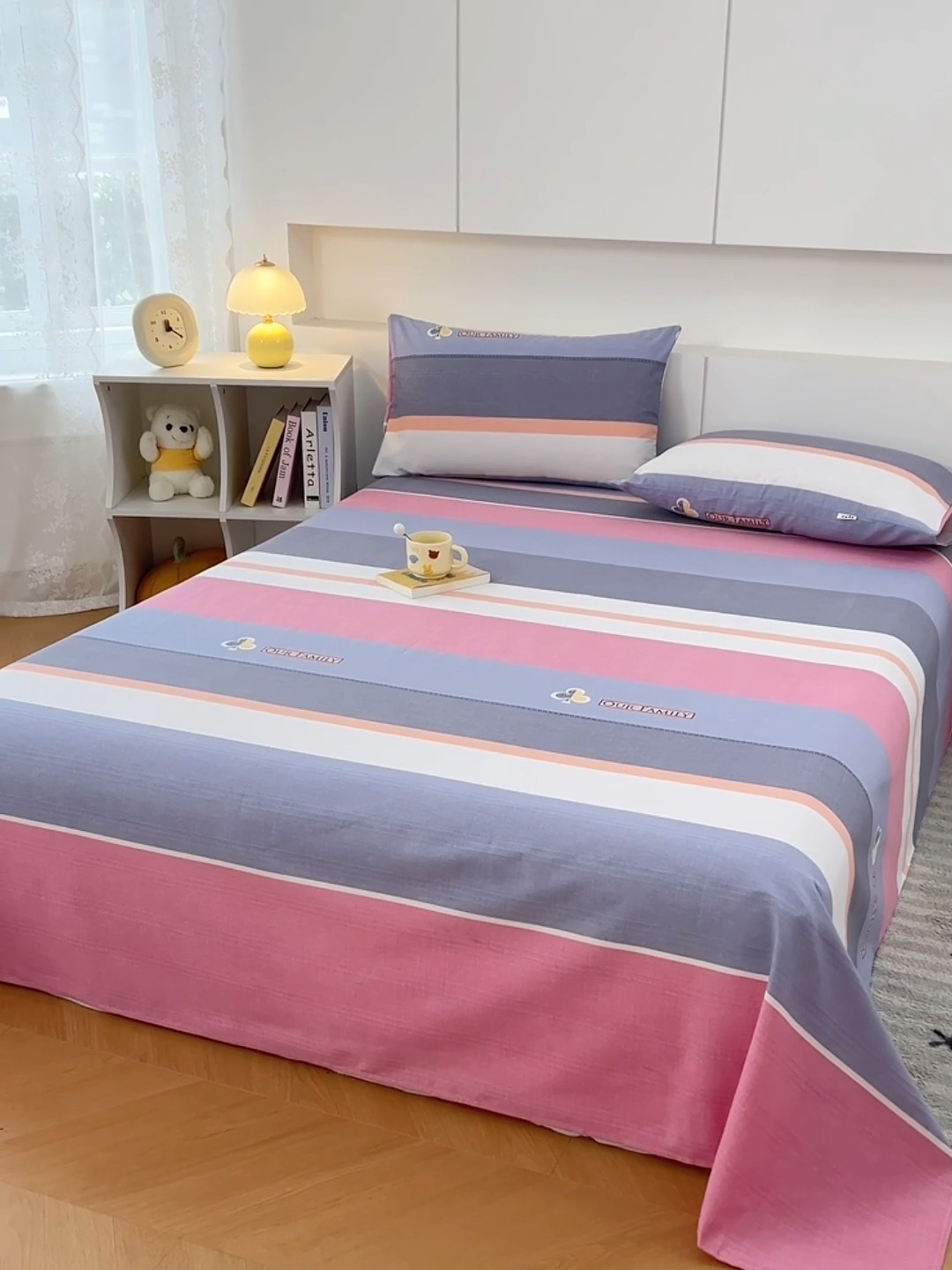 91家纺网 家纺一手货源 找家纺 （总）（有买家秀）2025新款缎条老粗布三件套特厚加密粗布凉席三件套吸汗透气床品套件