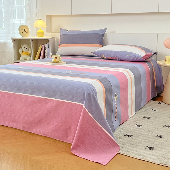 91家纺网 家纺一手货源 找家纺 （总）（有买家秀）2025新款缎条老粗布三件套特厚加密粗布凉席三件套吸汗透气床品套件