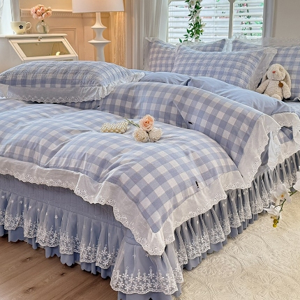 91家纺网 家纺一手货源 找家纺 （总）2025春夏新款复古印花小碎花针织棉双层纱夹棉床盖四件套