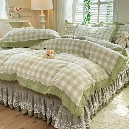 91家纺网 家纺一手货源 找家纺 （总）2025春夏新款复古印花小碎花针织棉双层纱夹棉床盖四件套