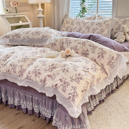 91家纺网 家纺一手货源 找家纺 （总）2025春夏新款复古印花小碎花针织棉双层纱夹棉床盖四件套