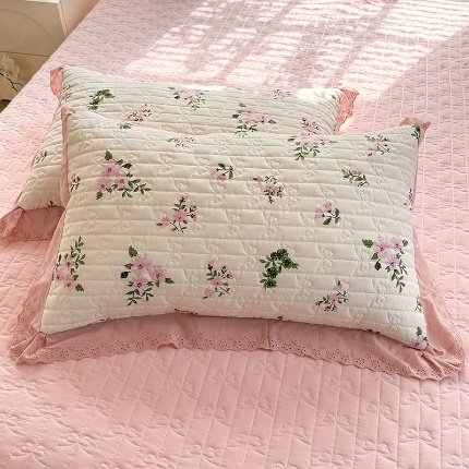 91家纺网 家纺一手货源 找家纺 （总）2025春夏新款复古印花小碎花针织棉双层纱夹棉枕套