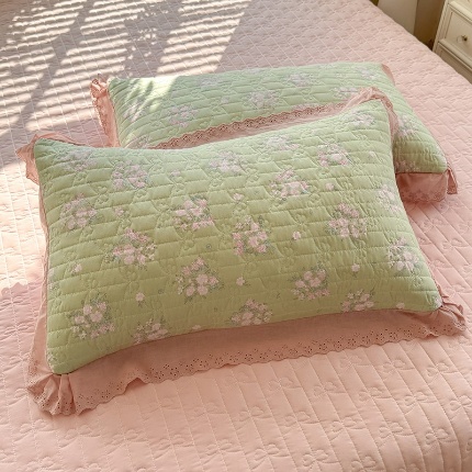 91家纺网 家纺一手货源 找家纺 （总）2025春夏新款复古印花小碎花针织棉双层纱夹棉枕套