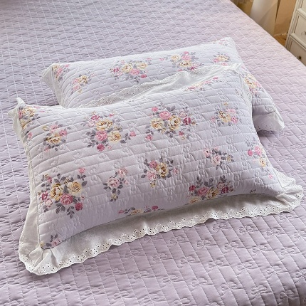 91家纺网 家纺一手货源 找家纺 （总）2025春夏新款复古印花小碎花针织棉双层纱夹棉枕套