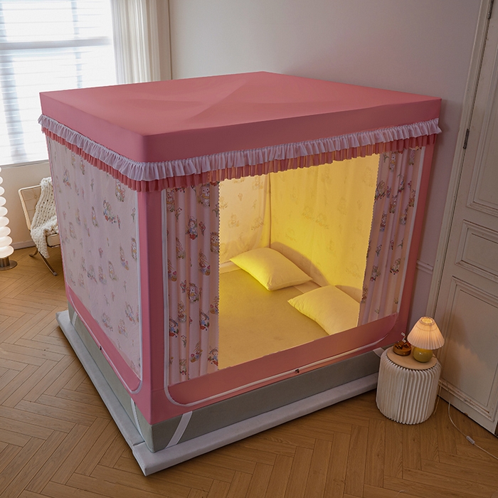 91家纺网 家纺一手货源 找家纺 （总）迪凡保罗蚊帐 2025春夏新款花边款专版印花遮光帘坐床蚊帐