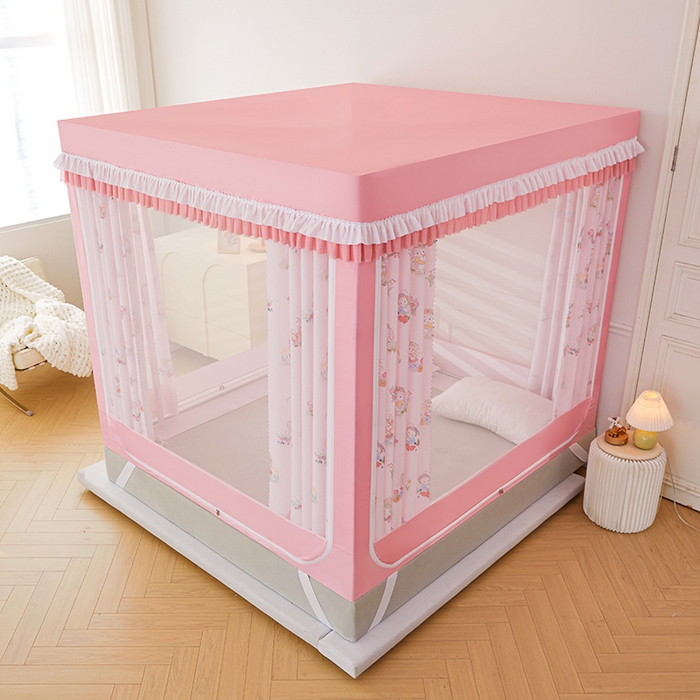 91家纺网 家纺一手货源 找家纺 （总）迪凡保罗蚊帐 2025春夏新款花边款专版印花遮光帘坐床蚊帐