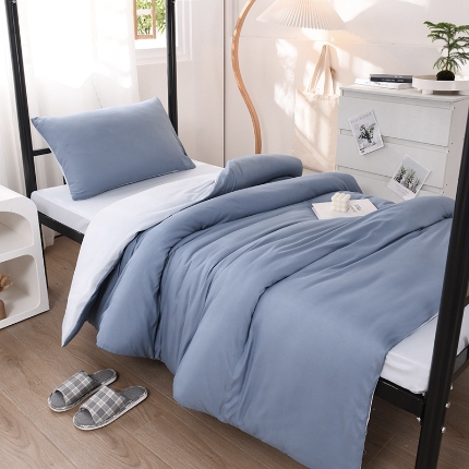 91家纺网 家纺一手货源 找家纺 （总）2025新款ins风双拼四件套水洗棉简约床单被套学生宿舍三件套四件套