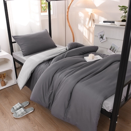 91家纺网 家纺一手货源 找家纺 （总）2025新款ins风双拼四件套水洗棉简约床单被套学生宿舍三件套四件套