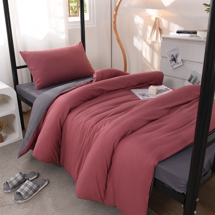 91家纺网 家纺一手货源 找家纺 （总）2025新款ins风双拼四件套水洗棉简约床单被套学生宿舍三件套四件套