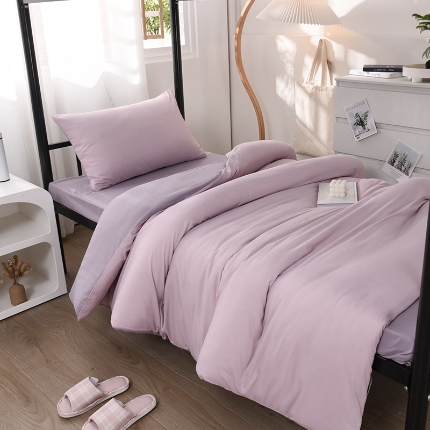 91家纺网 家纺一手货源 找家纺 （总）2025新款ins风双拼四件套水洗棉简约床单被套学生宿舍三件套四件套