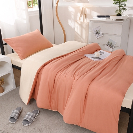 91家纺网 家纺一手货源 找家纺 （总）2025新款ins风双拼四件套水洗棉简约床单被套学生宿舍三件套四件套