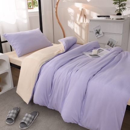 91家纺网 家纺一手货源 找家纺 （总）2025新款ins风双拼四件套水洗棉简约床单被套学生宿舍三件套四件套