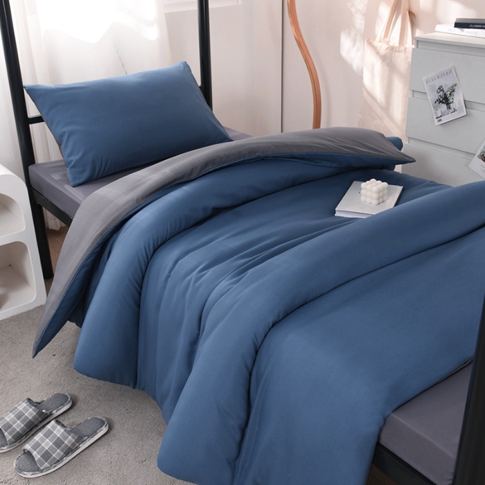 91家纺网 家纺一手货源 找家纺 （总）2025新款ins风双拼四件套水洗棉简约床单被套学生宿舍三件套四件套