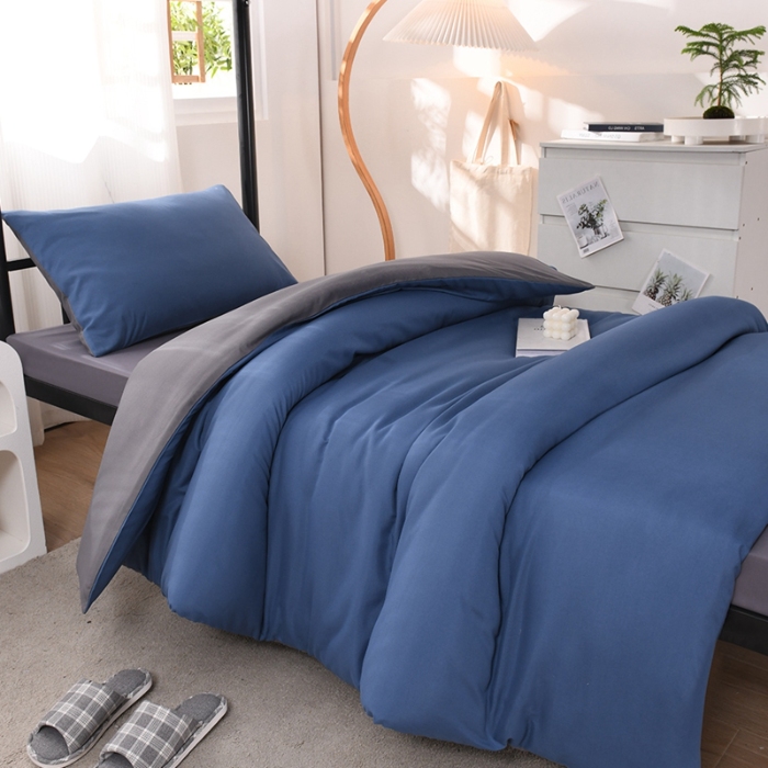 91家纺网 家纺一手货源 找家纺 （总）2025新款ins风双拼四件套水洗棉简约床单被套学生宿舍三件套四件套