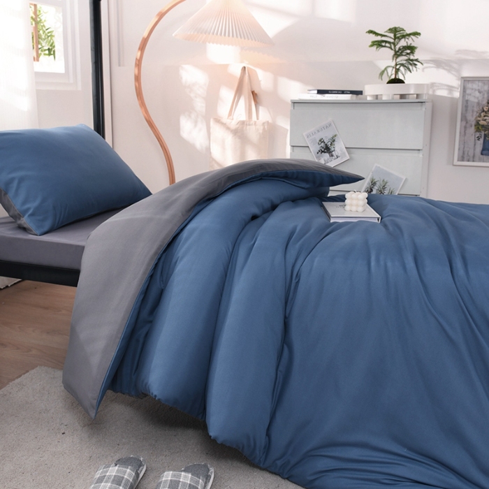 91家纺网 家纺一手货源 找家纺 （总）2025新款ins风双拼四件套水洗棉简约床单被套学生宿舍三件套四件套