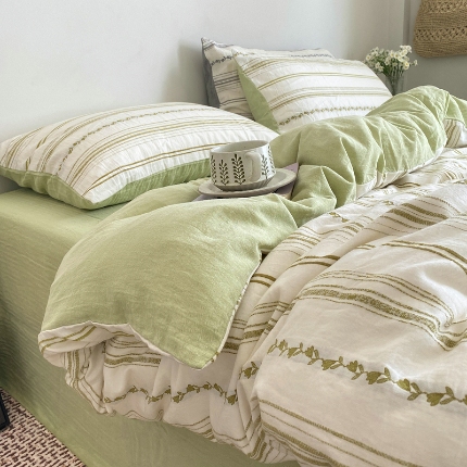 艾咪-Amy ntmy 2025新款全棉色织小提花四件套-茵律 茵律-绿