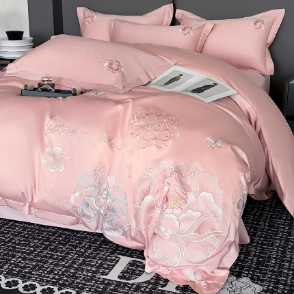 91家纺网 家纺一手货源 找家纺 （总）2025新款新疆长绒棉全棉刺绣轻奢 花开富贵