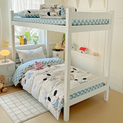 91家纺网 家纺一手货源 找家纺 （总）三兄弟 2025新款全棉印花学生三件套床单床笠四件套被套