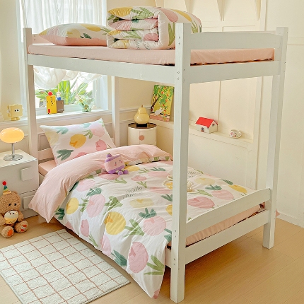 91家纺网 家纺一手货源 找家纺 （总）三兄弟 2025新款全棉印花学生三件套床单床笠四件套被套