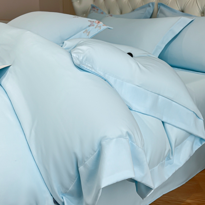 91家纺网 家纺一手货源 找家纺 （总）新方向 2025新款天丝刺绣大宽边工艺四件套-蝶恋 直播首选（纸盒包装）