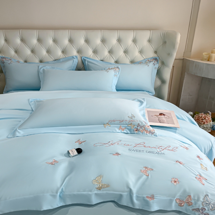 91家纺网 家纺一手货源 找家纺 （总）新方向 2025新款天丝刺绣大宽边工艺四件套-蝶恋 直播首选（纸盒包装）