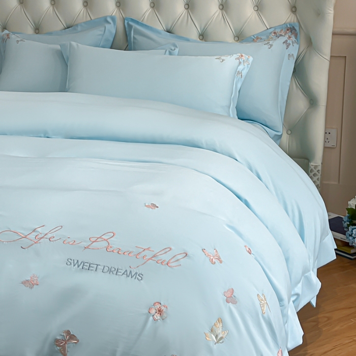 91家纺网 家纺一手货源 找家纺 （总）新方向 2025新款天丝刺绣大宽边工艺四件套-蝶恋 直播首选（纸盒包装）