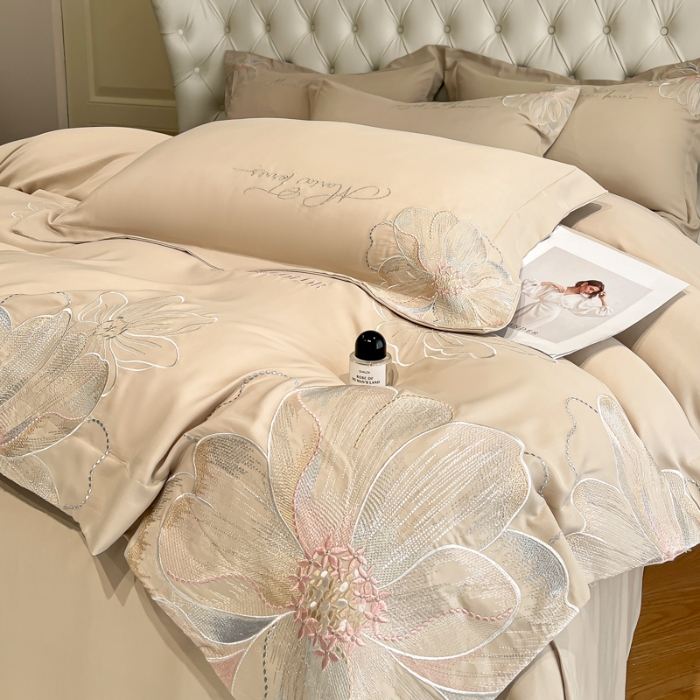 91家纺网 家纺一手货源 找家纺 （总）新方向 2025新款天丝重工刺绣大宽边工艺四件套-时光  直播首选（纸盒包装）
