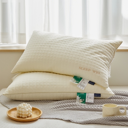 91家纺网 家纺一手货源 找家纺 （总）2025新款 亲肤酒店羽丝绒枕芯高弹护颈枕头 牛奶纤维润肤松软羽丝枕头