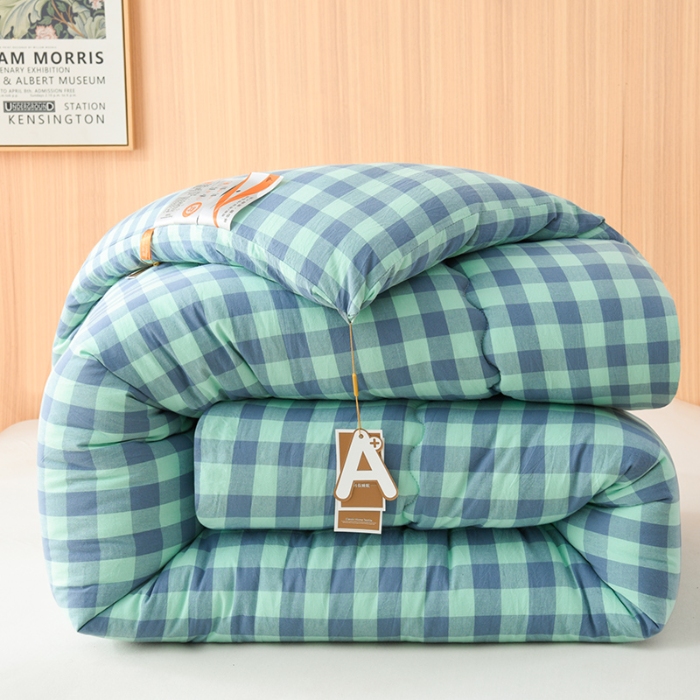 91家纺网 家纺一手货源 找家纺 （总）易展2025新款无印水洗棉格子大豆冬被