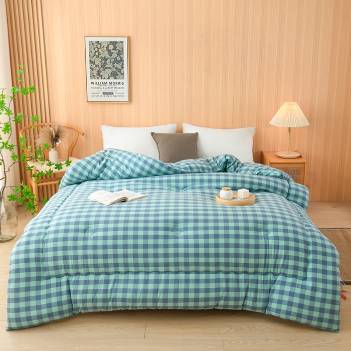 91家纺网 家纺一手货源 找家纺 （总）易展2025新款无印水洗棉格子大豆冬被