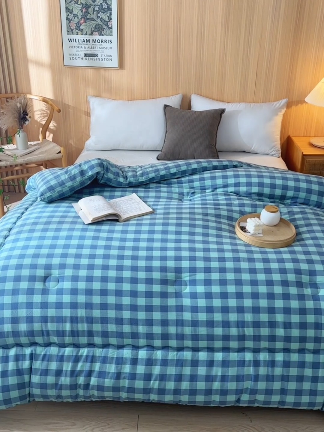 91家纺网 家纺一手货源 找家纺 （总）易展2025新款无印水洗棉格子大豆冬被