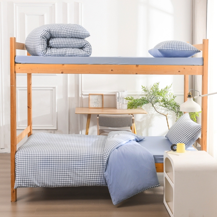 91家纺网 家纺一手货源 找家纺 （总）2025新款简约无印风水洗棉四件套单双人被套日式格子床单被套三件套