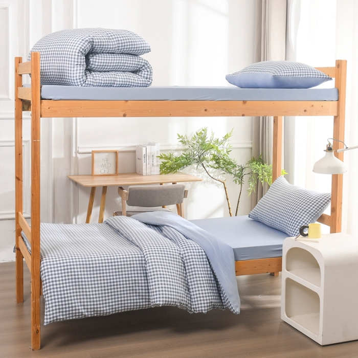 91家纺网 家纺一手货源 找家纺 （总）2025新款简约无印风水洗棉四件套单双人被套日式格子床单被套三件套