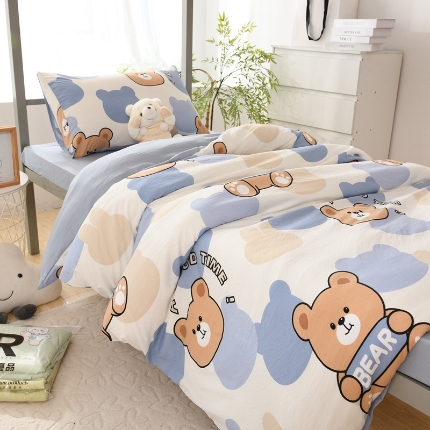 91家纺网 家纺一手货源 找家纺 （总）2025新款卡通水洗棉四件套小清新可爱风床单被套宿舍床品三件套