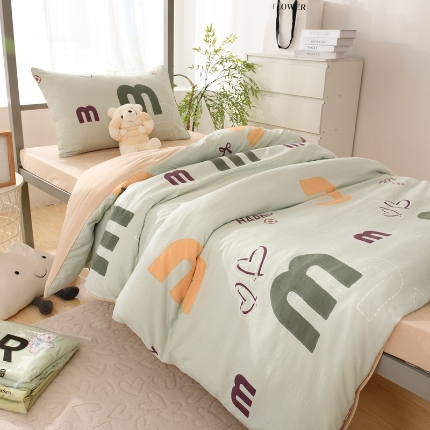 91家纺网 家纺一手货源 找家纺 （总）2025新款卡通水洗棉四件套小清新可爱风床单被套宿舍床品三件套