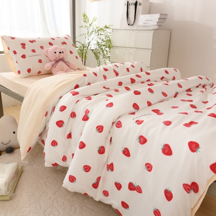 91家纺网 家纺一手货源 找家纺 （总）2025新款卡通水洗棉四件套小清新可爱风床单被套宿舍床品三件套