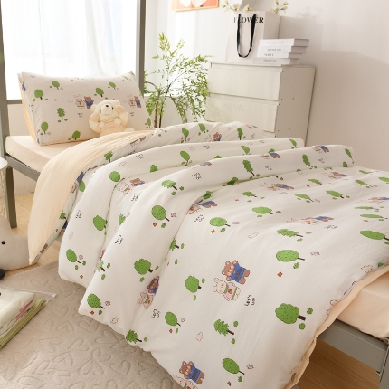 91家纺网 家纺一手货源 找家纺 （总）2025新款卡通水洗棉四件套小清新可爱风床单被套宿舍床品三件套